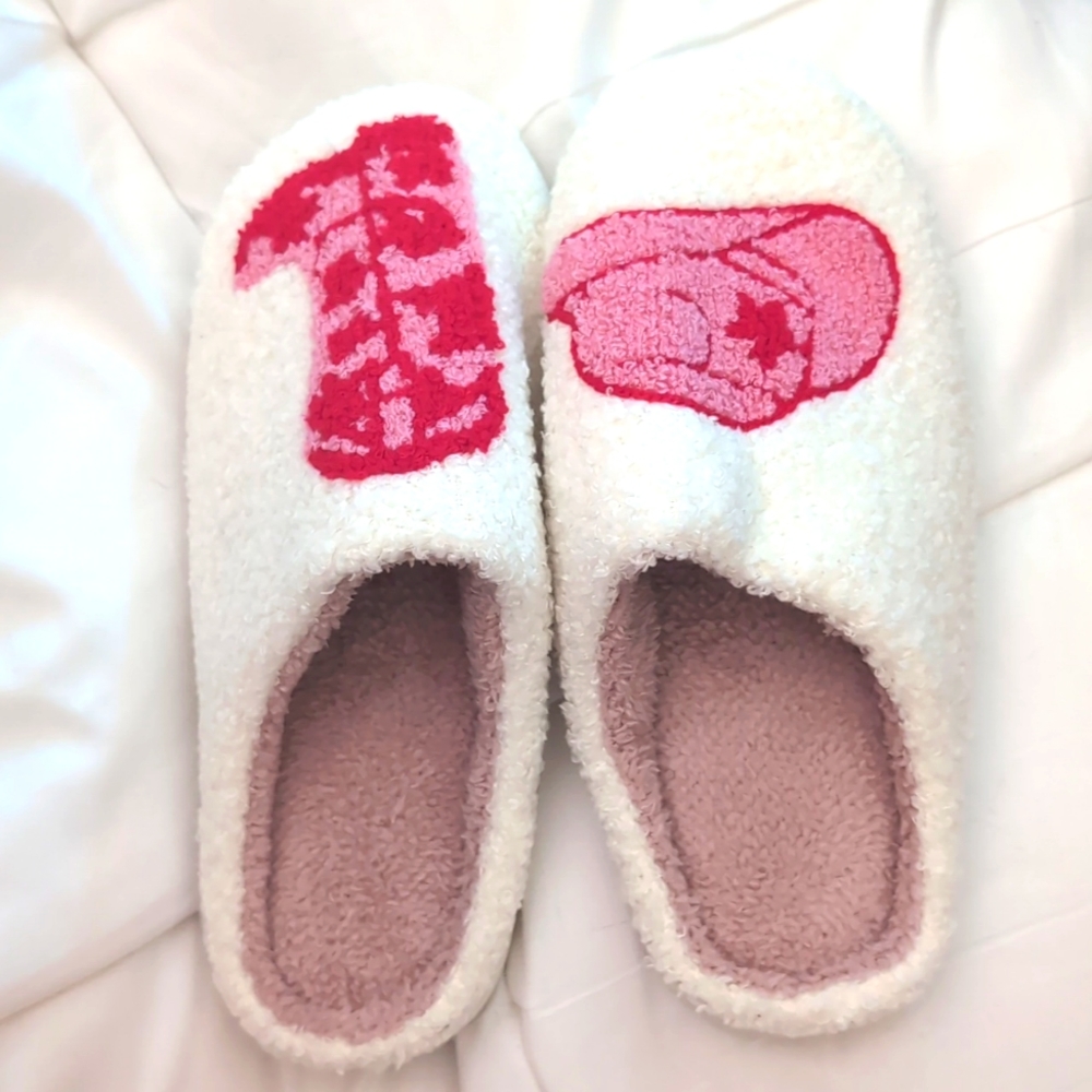 Cute Sherpa cowgirl slippers